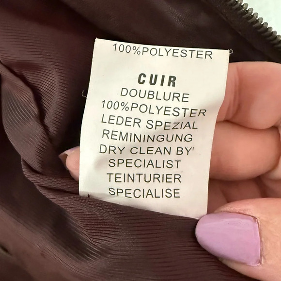 Danier Burgundy Leather Moto Jacket with Stand-Up Collar - Picture 7 of 7